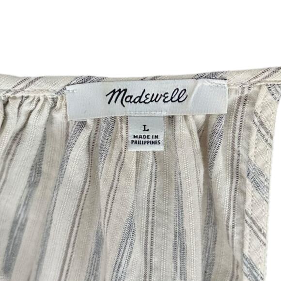 MADEWELL Striped Cutaway Tank Top Women's Size Large Cream Neutral Preppy - Picture 5 of 6